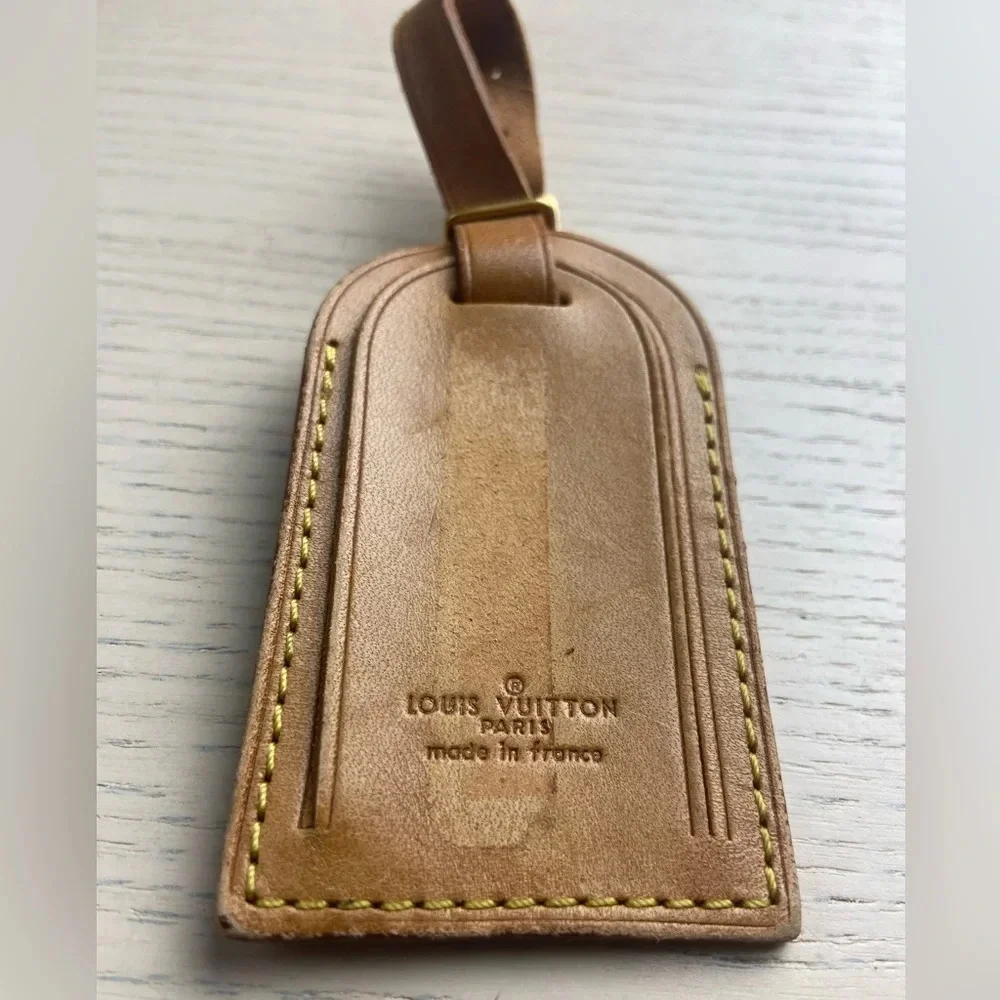 Authentic Louis Vuitton vachetta leather luggage tag 0011